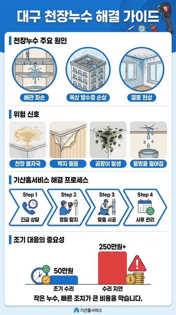 #대구천장누수 #천장누수원인 #누수탐지 #기산홈서비스 #대구누수공사 #천장방수 #아파트누수 #누수수리 #천장곰팡이 #대구수성구누수